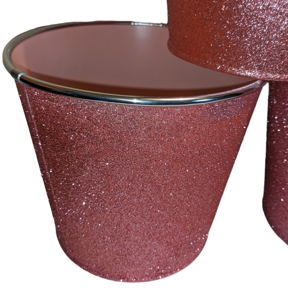 Pink Glitter Covered Metal Pail Planters Set of 3 - Picture 5 of 12